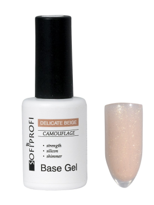 База камуфлирующая для ногтей с шиммером Тон Beige Sofiprofi DELICATE Base Gel, 10 мл